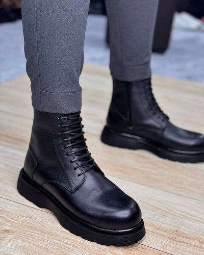 High Top Lace Up Men's Leather Boots