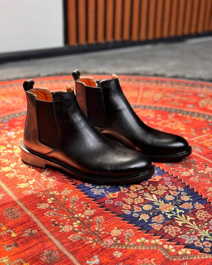 High-end Black Men's Handmade Boots