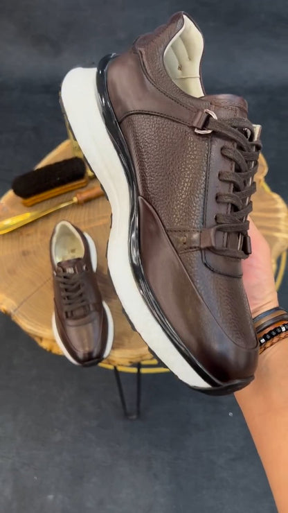 Casual Sports Brown Patchwork Men's Shoes