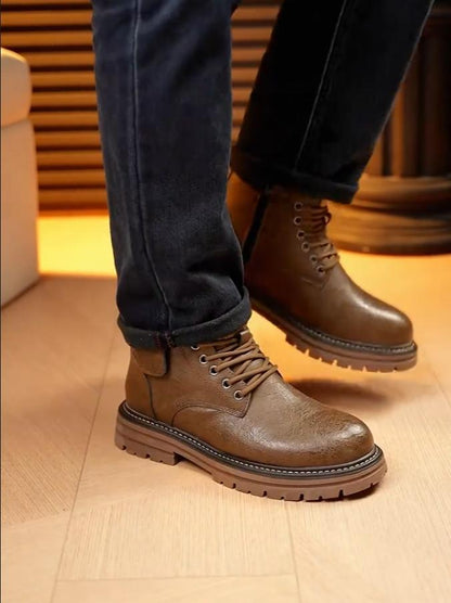 Autumn & Winter Padded Men's Leather Boots