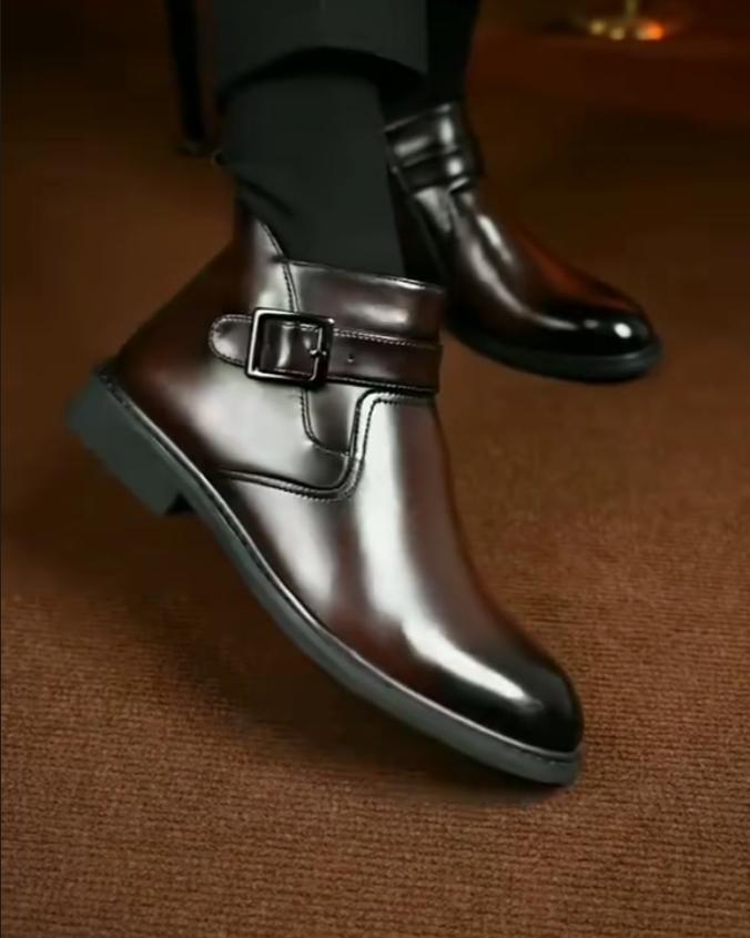 Padded Shiny Leather Men's Shoes