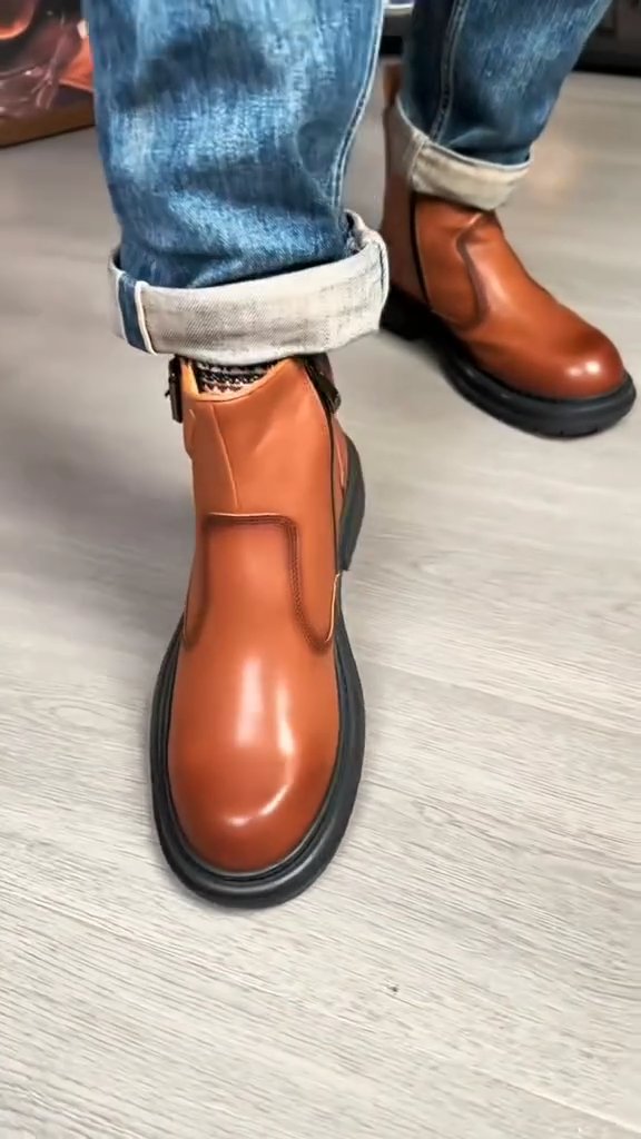 Men's Fashion Brown Leather Handmade Boots